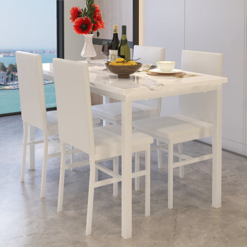 SESSLIFE 5 Pieces Dining Table Set, Dining Table Set for 4 for Dining Room, Breakfast Nook, Compact Space, Kitchen Table Set with Foldable Table and 4 Wood Chairs