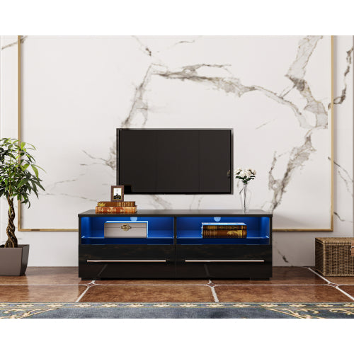 Sesslife Wood TV Stand for UP 46 Inch TVs, Adjustable TV Console Table with Storage, Farmhouse Entertainment Center for Living Room