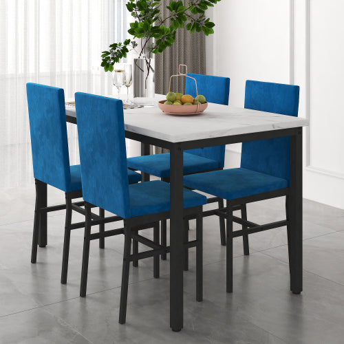 SESSLIFE 5 Pieces Dining Table Set, Dining Table Set for 4 for Dining Room, Breakfast Nook, Compact Space, Kitchen Table Set with Foldable Table and 4 Wood Chairs