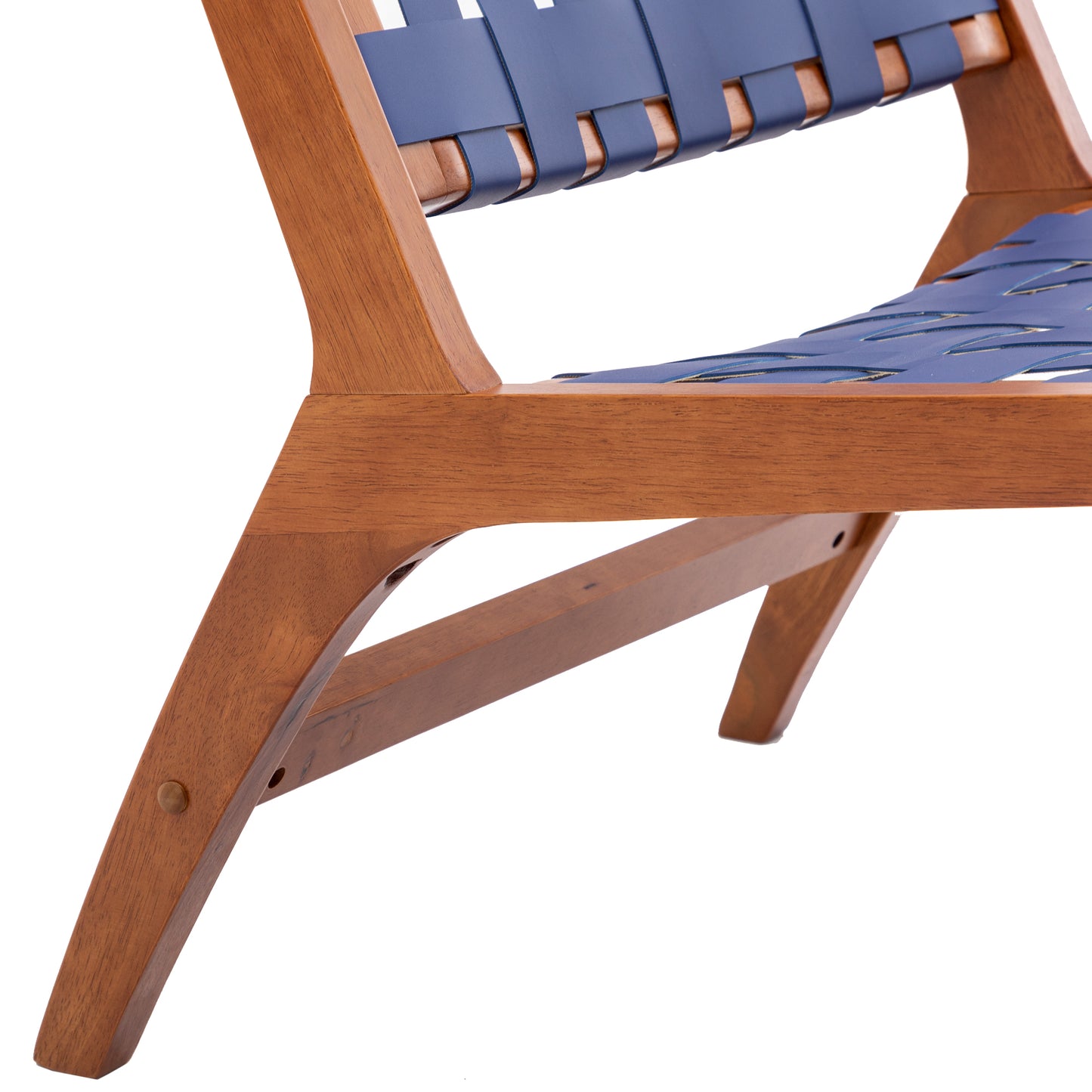 Sesslife Modern Faux Leather Accent Chair, Living Room Chair, Leisure Chair Reception Chair with Wood Frame and White Wool Carpet, Navy