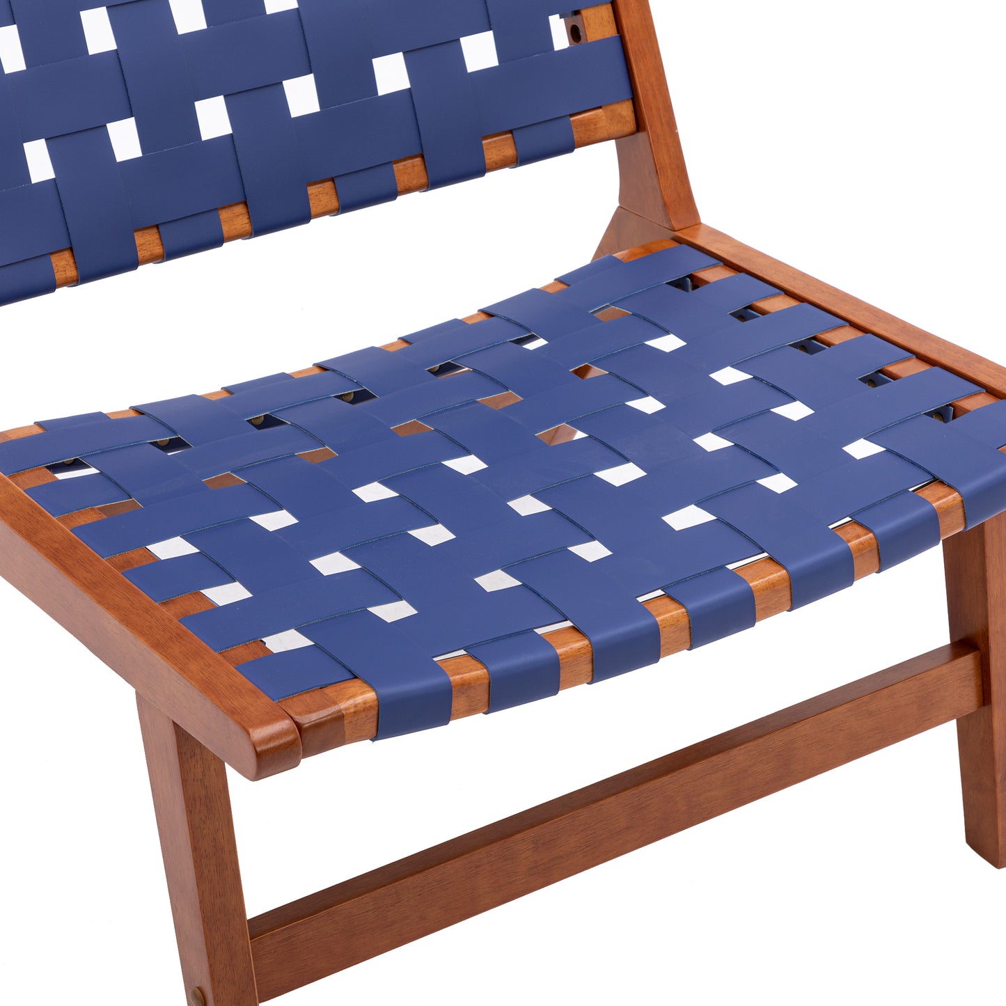 Sesslife Modern Faux Leather Accent Chair, Living Room Chair, Leisure Chair Reception Chair with Wood Frame and White Wool Carpet, Navy