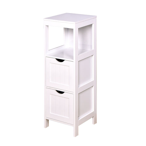 Sesslife Small Bathroom Floor Storage Cabinet, Free Standing Kitchen Cupboard Wooden Cabinet with 1 Door, White