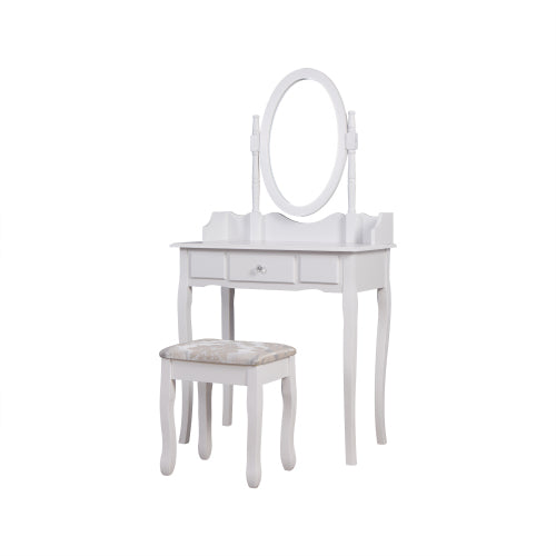 Kids Princess Vanity Table and Chair Set, Kids Vanity Set with Mirror, Makeup Dressing Table for Girls Age 4-9