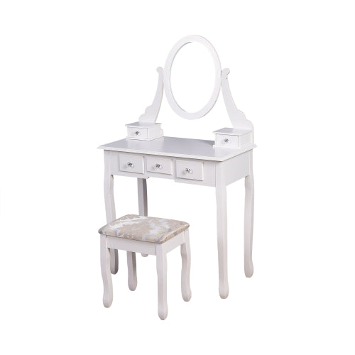 Kids Princess Vanity Table and Chair Set, Kids Vanity Set with Mirror, Makeup Dressing Table for Girls Age 4-9