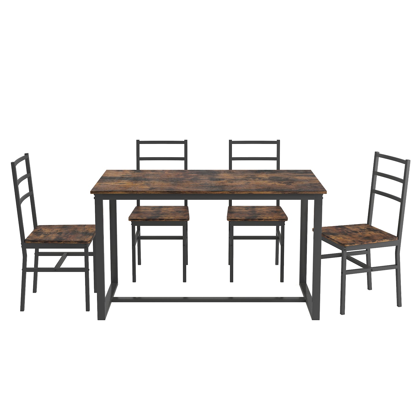 Wooden Dining Table Set for 4, Modern Kitchen Table Set with 4 Chairs, Brown Multipurpose Table and Chairs Set for Home Pub Bistro