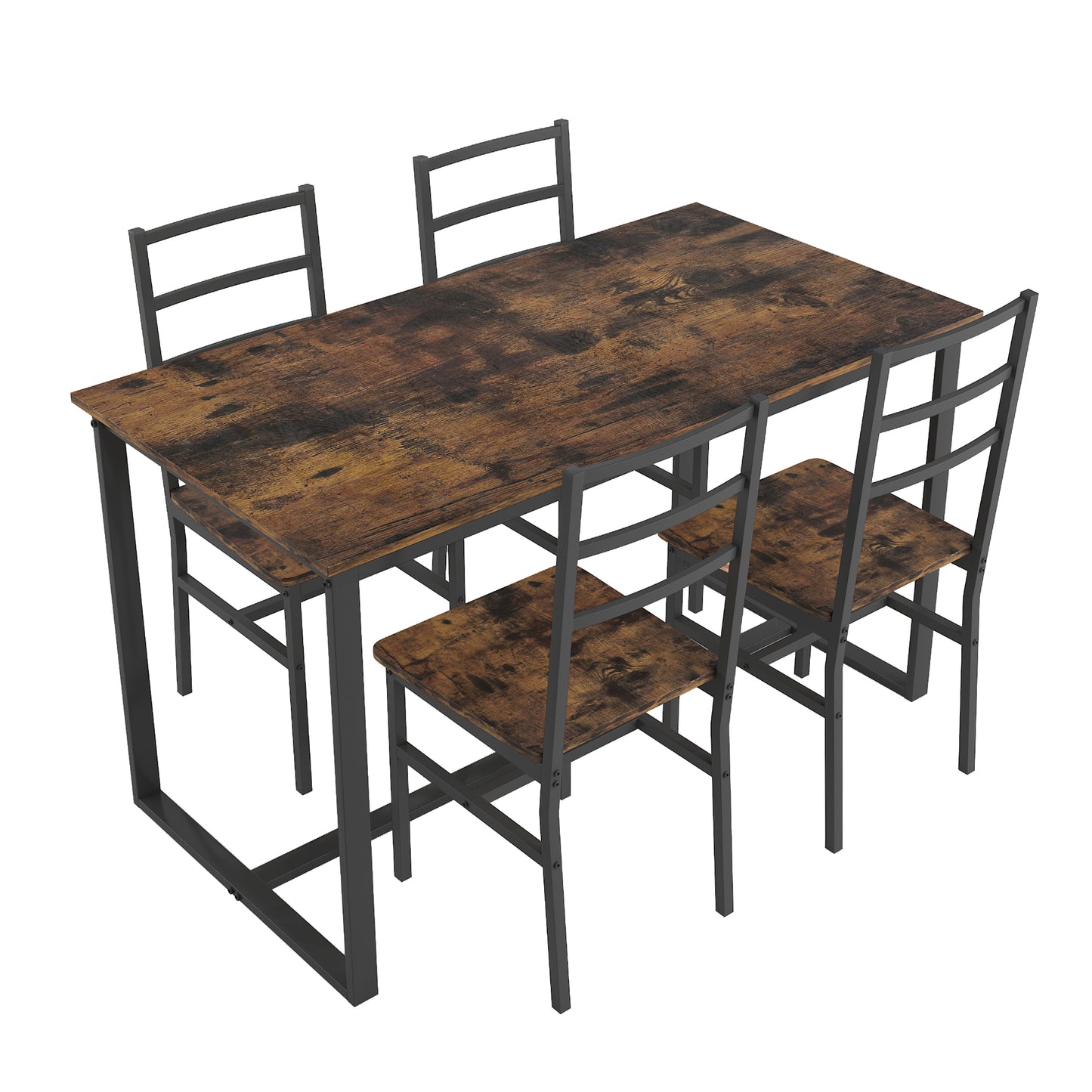 Wooden Dining Table Set for 4, Modern Kitchen Table Set with 4 Chairs, Brown Multipurpose Table and Chairs Set for Home Pub Bistro