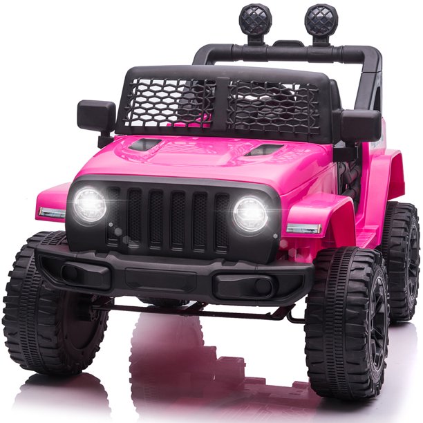 12V Powered Ride on Car for Kids, Sesslife Electric Ride on Toys with Remote Control, 3 Speeds, Horn, LED Lights, Kids Ride on Truck for Girl 2-4 Years Old Birthday Gift