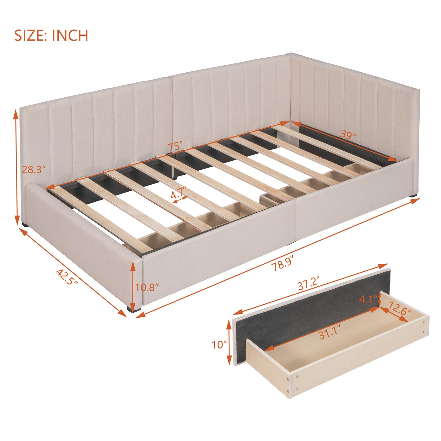 Sesslife Upholstered Daybed with Storage