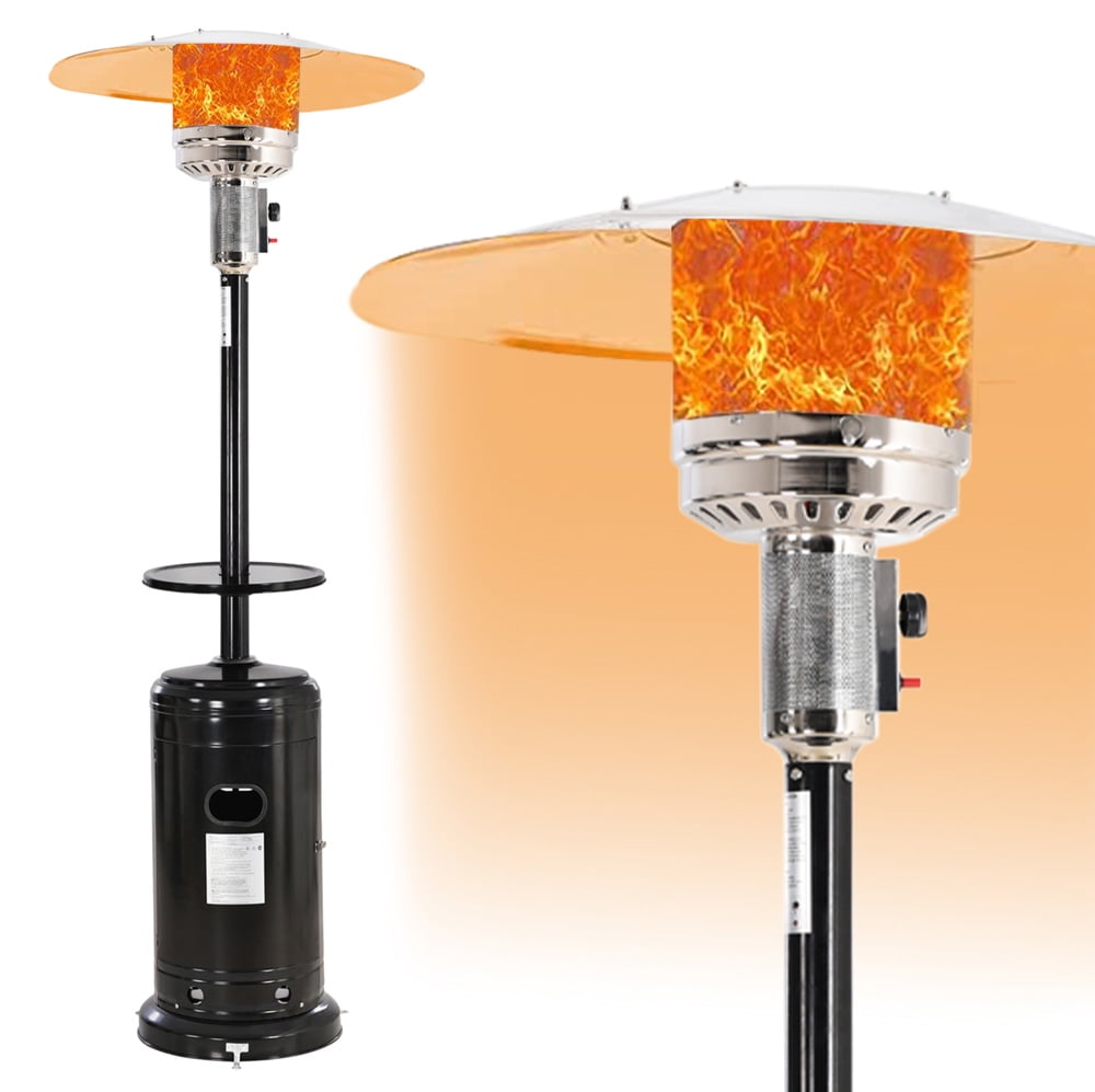 Sesslife Outdoor Patio Heater 48000BTU, 87" Standing Gas Propane Garden Heater with Adjustable Table and Moving Wheels for Commercial and Residential, Black Finish