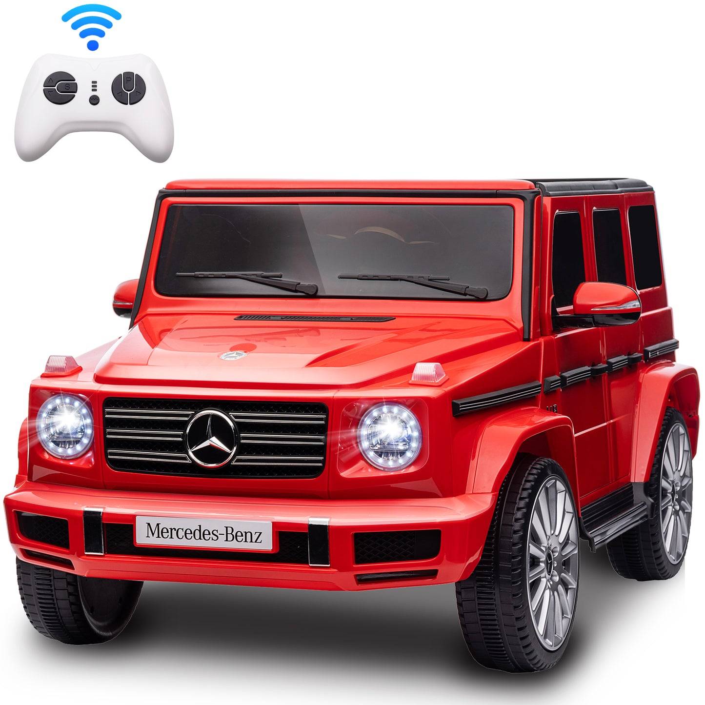 24V Ride on Toys for Kids, Mercedes-Ben G500 Battery Powered Ride on Cars with Remote Control, Music Player, Bluetooth, USB, LED Light, 3 point Safety Belt, Electric car for Kids Gift 3-6, Black