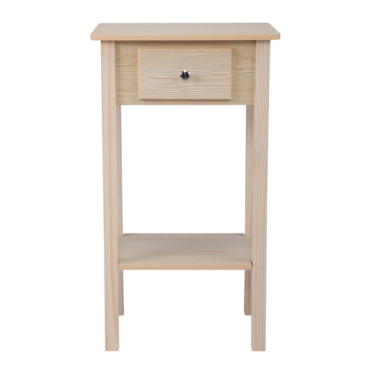 Narrow End Table, SESSLIFE 2-Tier Storage Nightstand with Drawer and Shelf, Wood Accent Table for Bedroom Living Room, Compact Modern Furniture Tall Bedside Table, Wood, X2339