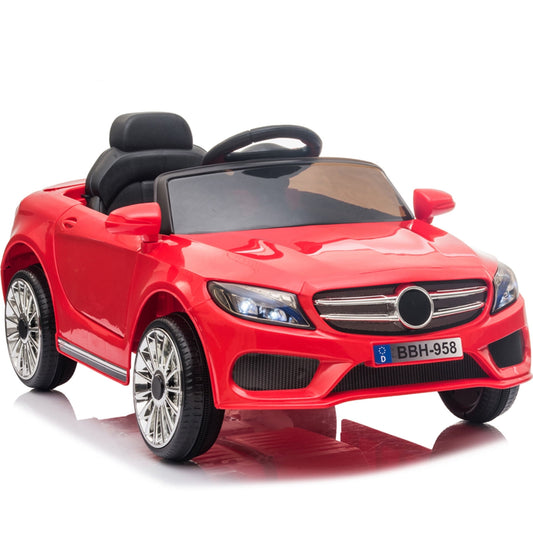 Kids Ride on Toy Car with Remote Control, Sesslife 12V Electric Ride on Car with LED Lights, Music Player, Safety Belt, Slow Start Device, Battery-Powerd Kids Cars for 3-4 Years Old Boys Girls, Red