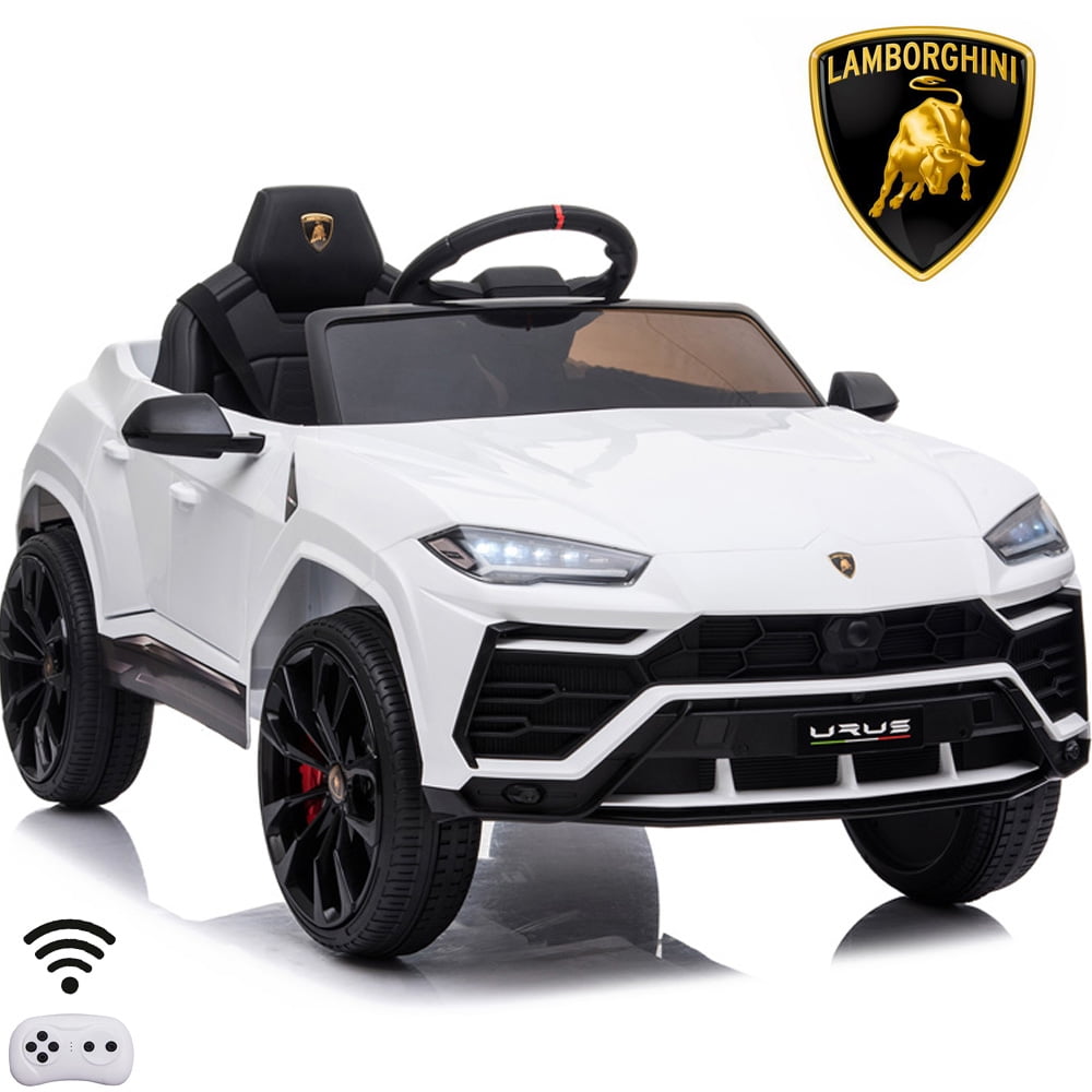 Sesslife Ride on Toys for Kids, Lamborghini 12V Electric Ride on Car with LED Headlights, Horn, MP3 Player, Kids Car for 3-4, Rechargeable Battery-Powered Vehicle for Girl Birthday Gift, White