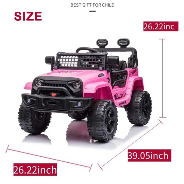 12V Ride on Toy for Kids Toddler, SESSLIFE Electric Ride on Car with Remote Control, Bluetooth, FM, LED Lights, Music, Battery Powered Ride on Truck for Girls 3-4 Years Old