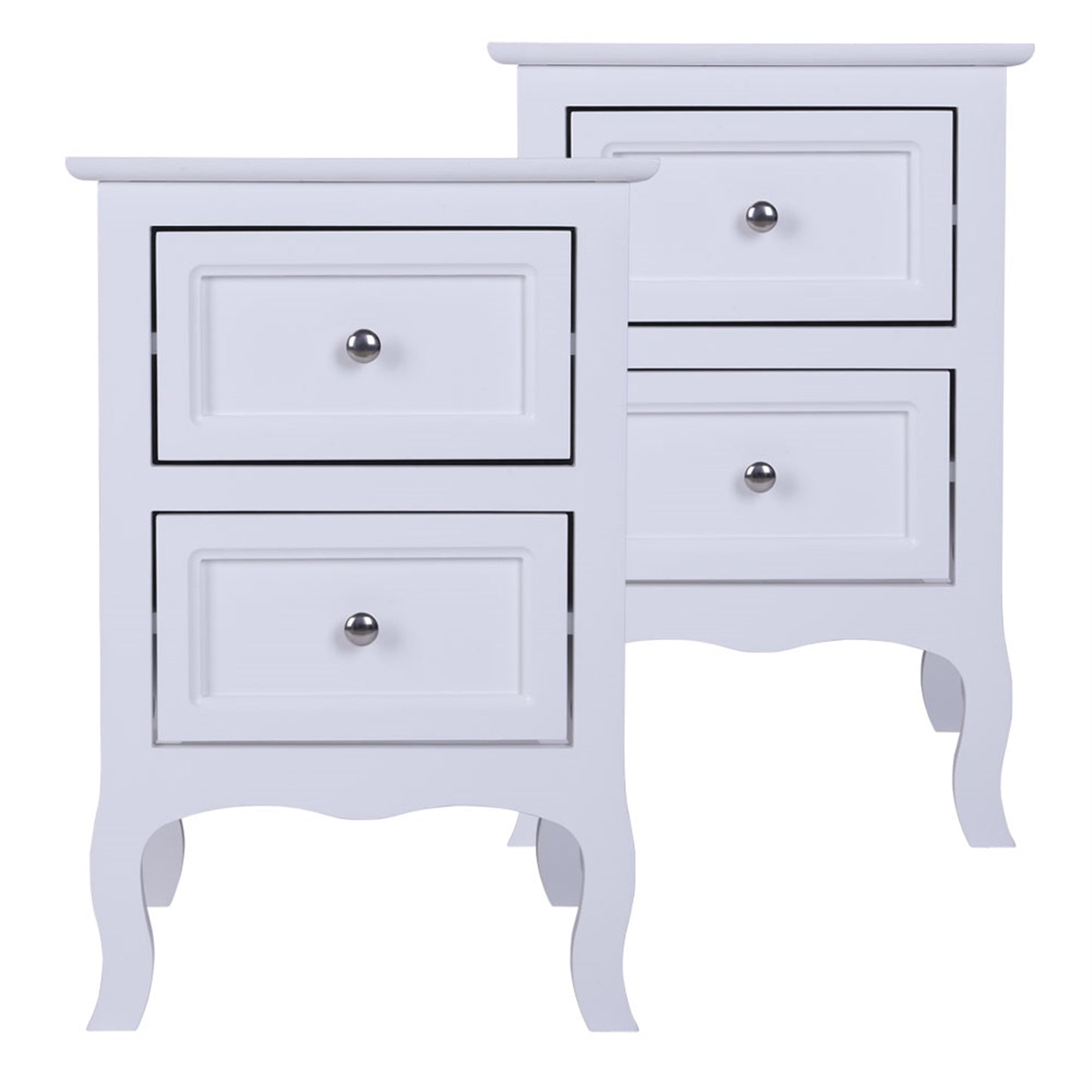 SESSLIFE Nightstand 2 Drawers End Table Storage Wood Cabinet Bedroom Accent Side Table (White)