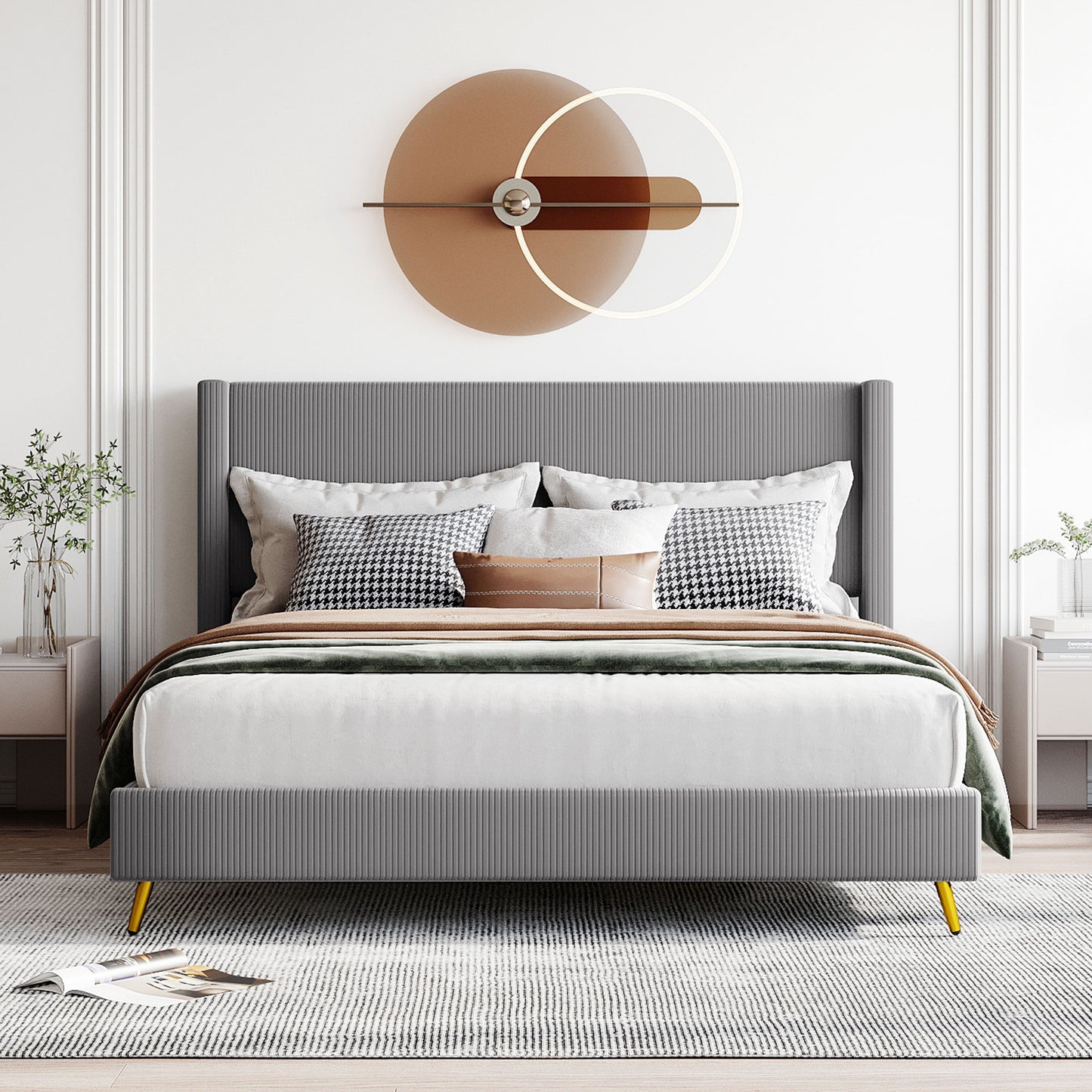 Sesslife Queen Bed Frame with Headboard, LJC