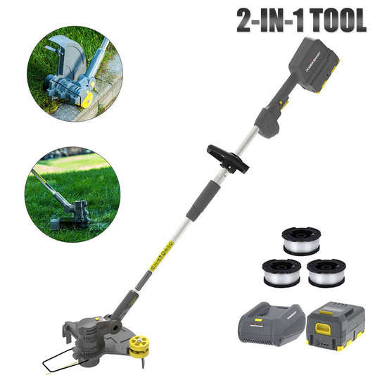 40V 4.0Ah Battery Powered Weed Eater, Sesslife 2-in-1 Cordless String Trimmer & Edger with 13" Cutting Dia for Trimming Grass/Weed, Grass Edger Lawn Mower for Yard, Garden, Yellow+Grey