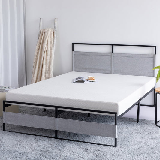 Full Size Bed Frame with Modern Headboard and Footboard, Sesslife Noise Free Metal Platform Bed with Steel Slat, Mattress Foundation, No Box Spring Needed, Black Heavy Duty Steel Frame