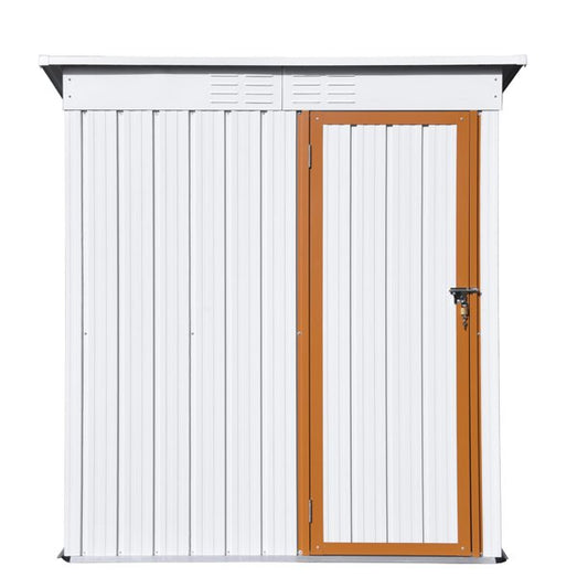 5 x 3 Ft Large Storage Sheds, Sesslife Outdoor Aluminum Shed with Lockable Door and Vents, Garden Tool Shed with Pent Roof for Patio Lawn, Waterproof & UV-proof Backayrd Shed, White, X3159