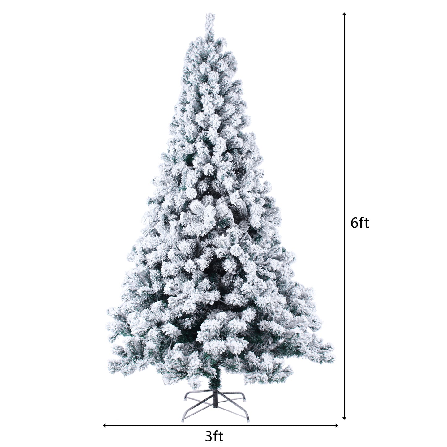 7.5ft Artificial Christmas Tree with 1100 Snow Dusted Tips, Fake Snow Christmas Tree, DT3