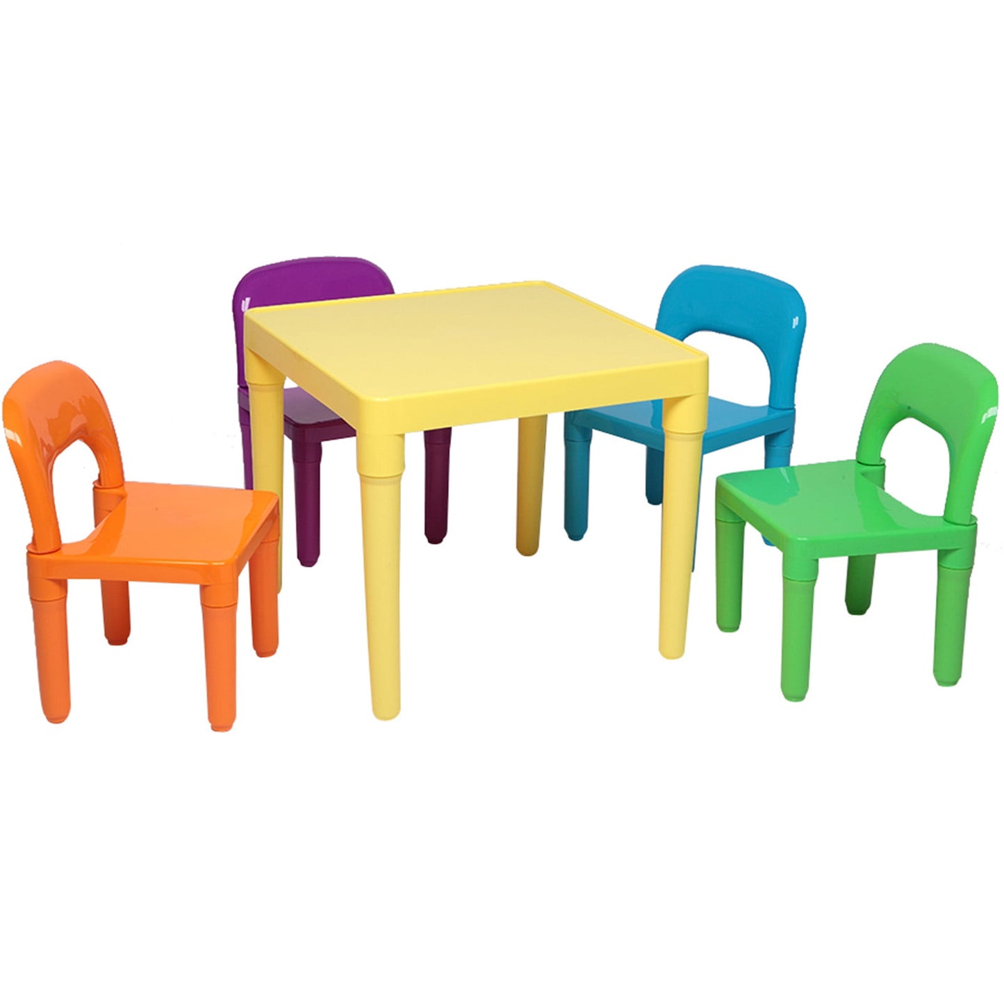 Plastic Table and 4 Chairs Set for Kids, SESSLIFE Children's Furniture for Bedroom Playroom Living Room, Toddler Birthday Gift for Ages 1-5, Boys Girls Activity Table and Chairs Set, Multicolor, X2116