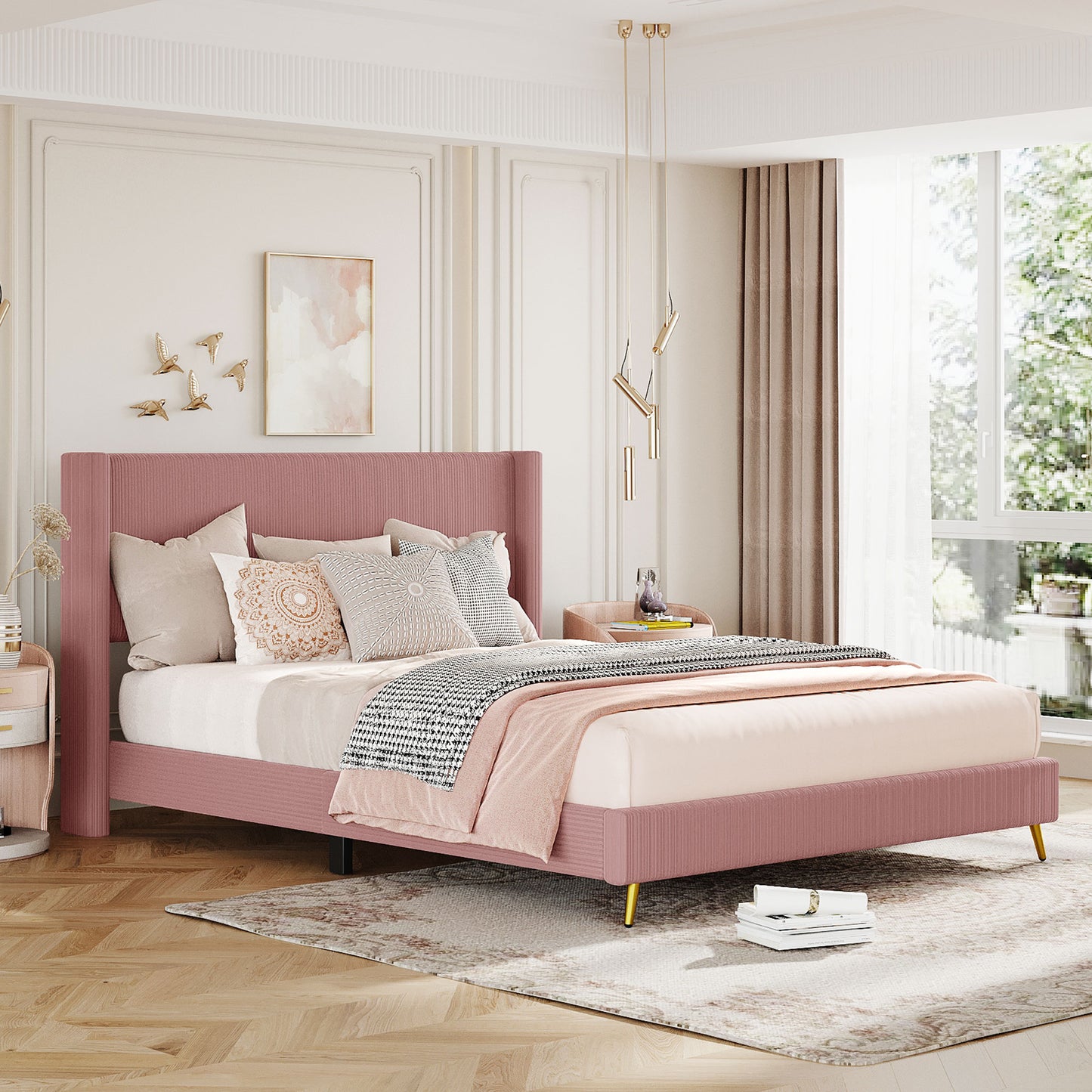 Sesslife Queen Bed Frame with Headboard, LJC