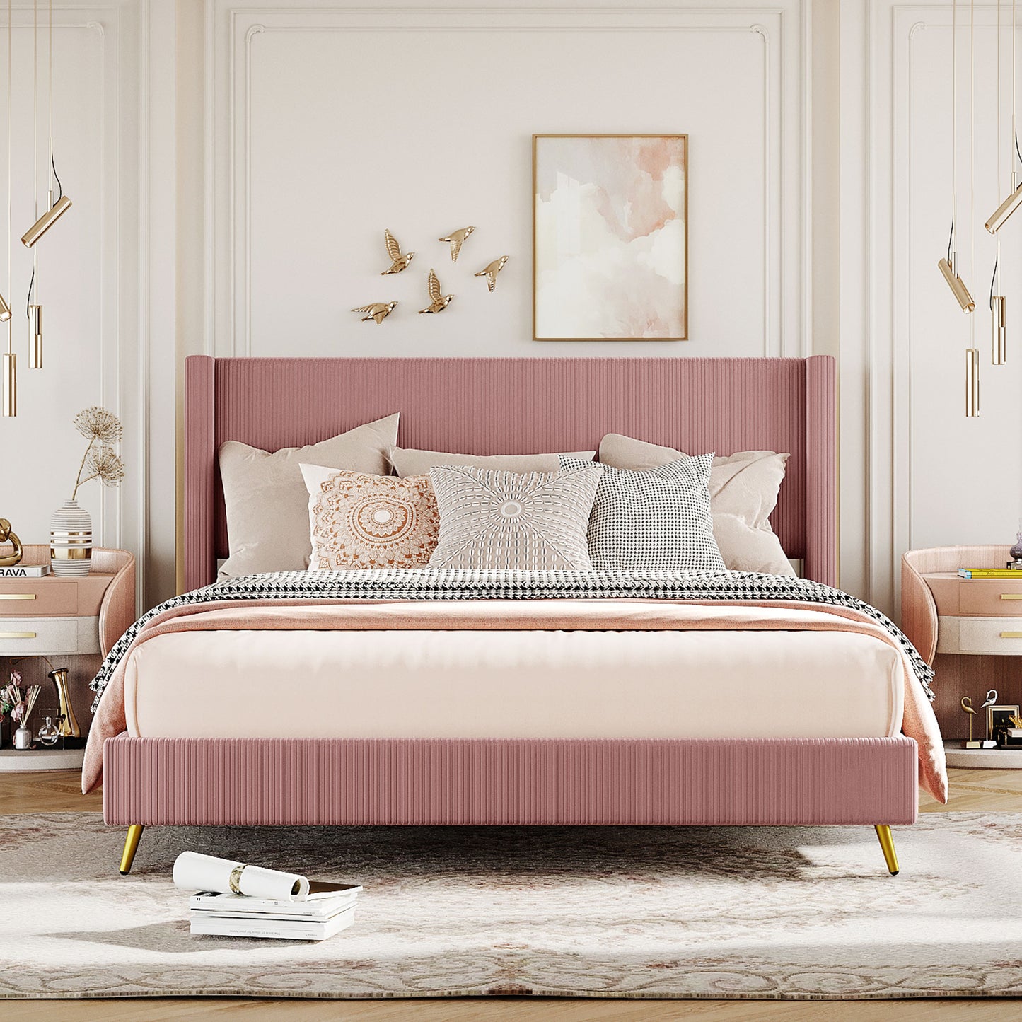 Sesslife Queen Bed Frame with Headboard, LJC