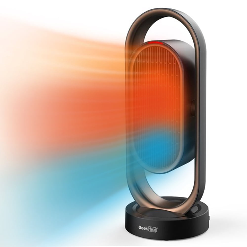 SESSLIFE Electric Space Heater, Indoor Use Space Heater with Dual Oscillating, 8H Timer, Intelligent Cooling, Overheat, Tip-Over Protection, Portable Heaters for Bedroom Office Living, 1500W, X1558