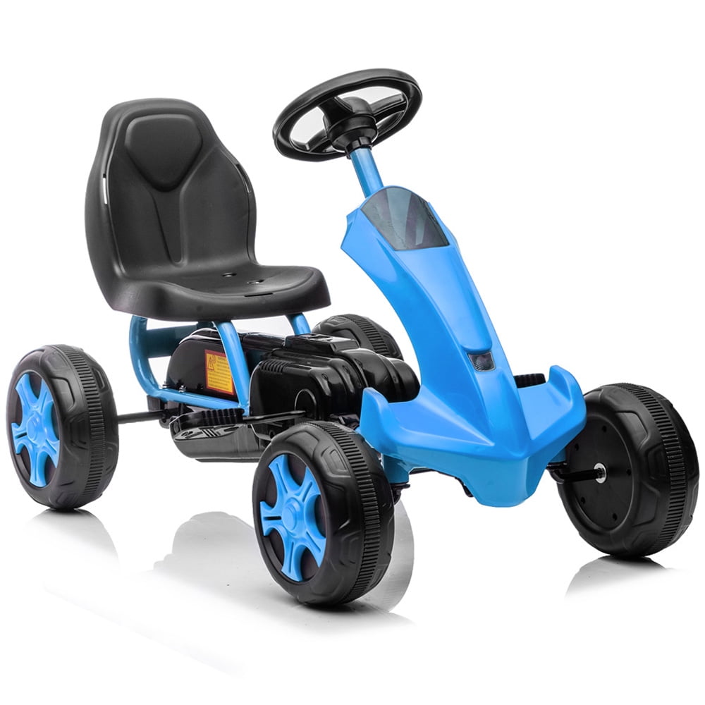 SESSLIFE Pedal Go Kart, Kids Go Cart with Adjustable Seat and Non-Slip Pedals, Outdoor Indoor Pedal Ride on Toys for Boys Girls, Pedal Car 4 Wheeler for 3-5 Years Old Kids, Blue, X2528
