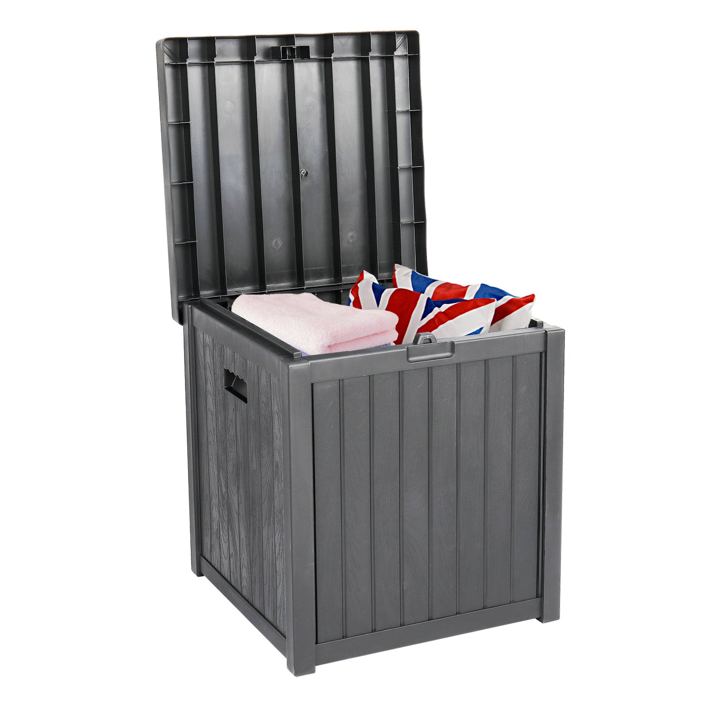 Sesslife Outdoor Storage Box, 51 Gallon Gray PP Plastic Waterproof Deck Storage Box Bench, Indoor/Outdoor Storage Bin Container for Patio Cushions, Garden Tools and Pool Toys