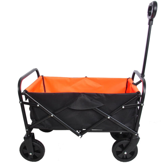 Folding Wagon, SESSLIFE Utility Wagon Carts with 360¡ã All-Terrain Wheels, 150lb Collapsible Wagon with Steel Frame, Beach Garden Wagon Cart for Shopping Camping Picnic, Black & Yellow