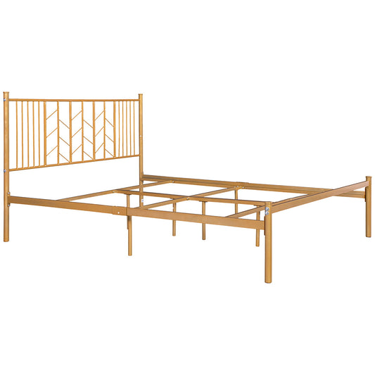 Gold Metal Bed Frame, Sesslife Queen Size Bed Frame with Headboard, Platform Bed with Mattress Foundation & No Box Spring Needed, Queen Bed Frame for Kids Adults Bedroom Guest Room, X3088