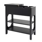 Narrow End Tables for Living Room, Sesslife Wood Storage Side Table with Two Drawers and Open Shelf, Brown Sofa Table Nightstand for Bedroom, Modern Furniture