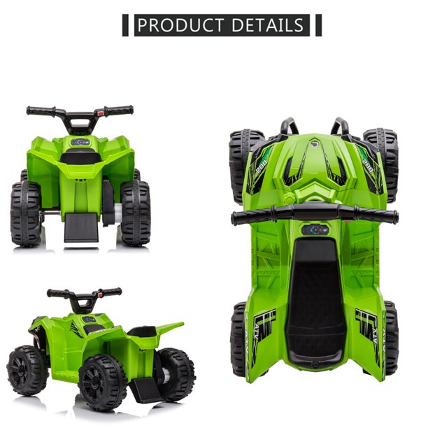 6V Ride on Car for Kids, SESSLIFE Battery Powered ATV Ride on Toys w/One-button Start, One Speed Forward, Kids' Electric Vehicles for Boy Girl 18-30 Months, 1-2 Hours Ride Time, Green