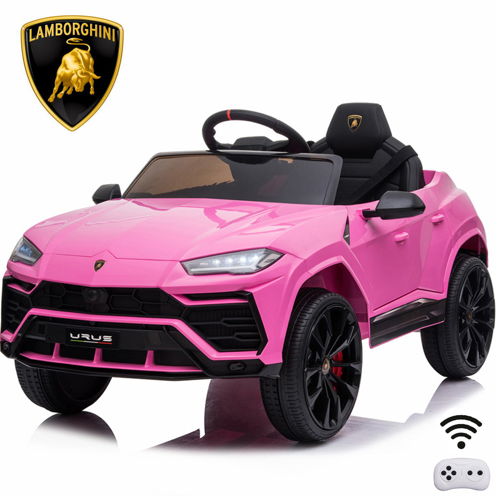 Sesslife Ride on Toys for Kids, Lamborghini 12V Electric Ride on Car with LED Headlights, Horn, MP3 Player, Kids Car for 3-4, Rechargeable Battery-Powered Vehicle for Girl Birthday Gift, Pink