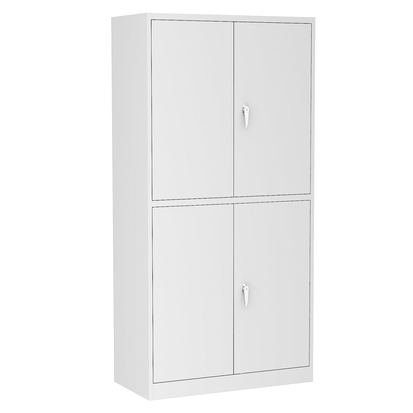 Metal Storage Cabinet, Sesslife Locking Office Cabinet with 2 Adjustable Shelves, 4 Tier Cabinet with 4 Doors and Lock, Storage Locker for Home School Office, White