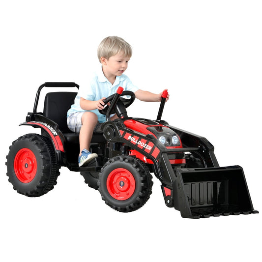 SESSLIFE Ride on Excavator for Boys Girls, 12V Ride on Car with Remote Control, RC Bulldozer with Sounds, MP3 Player, Safety Belt, Spring Suspension, Kids Ride on Toy for 3-5 Years Old, Red, X1613