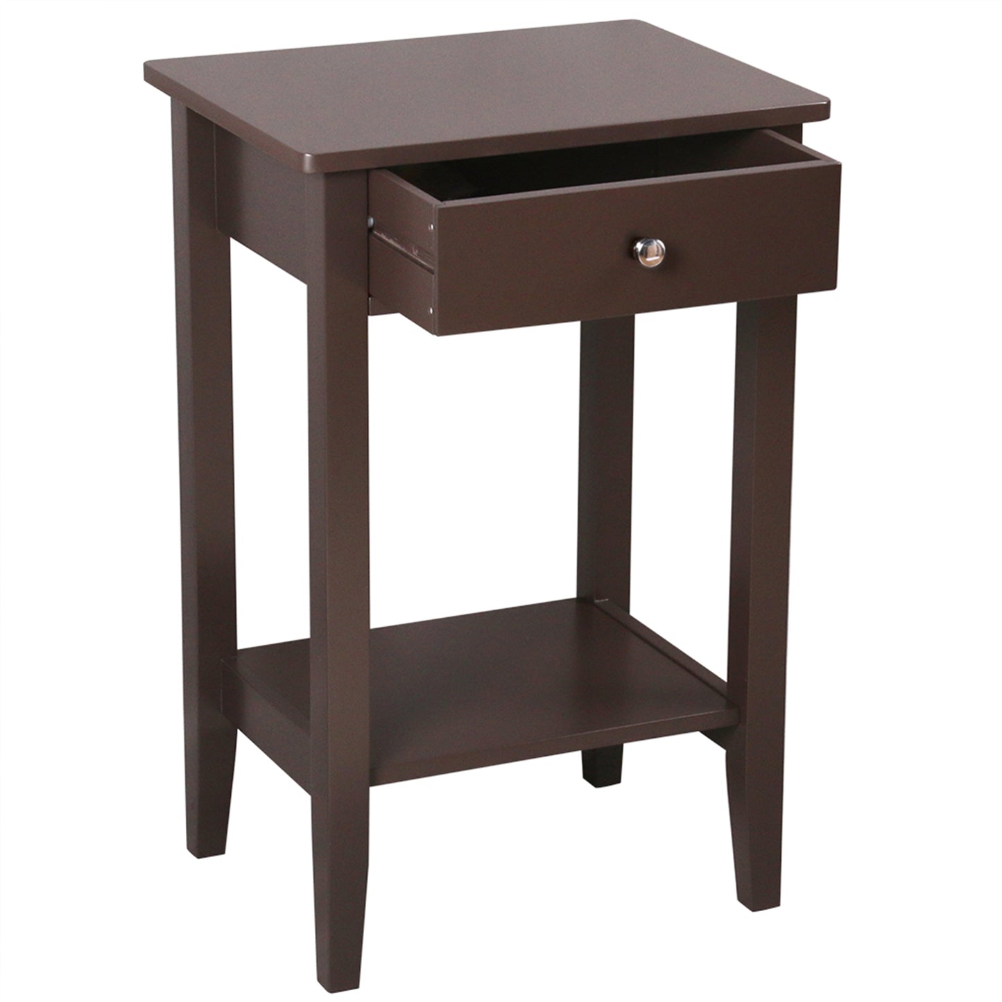 SESSLIFE End Side Table Set of 2 with a Drawer and a Shelf, Wood Bedside Table, Versatile Nightstand, Side Table for Home & Office, Gray