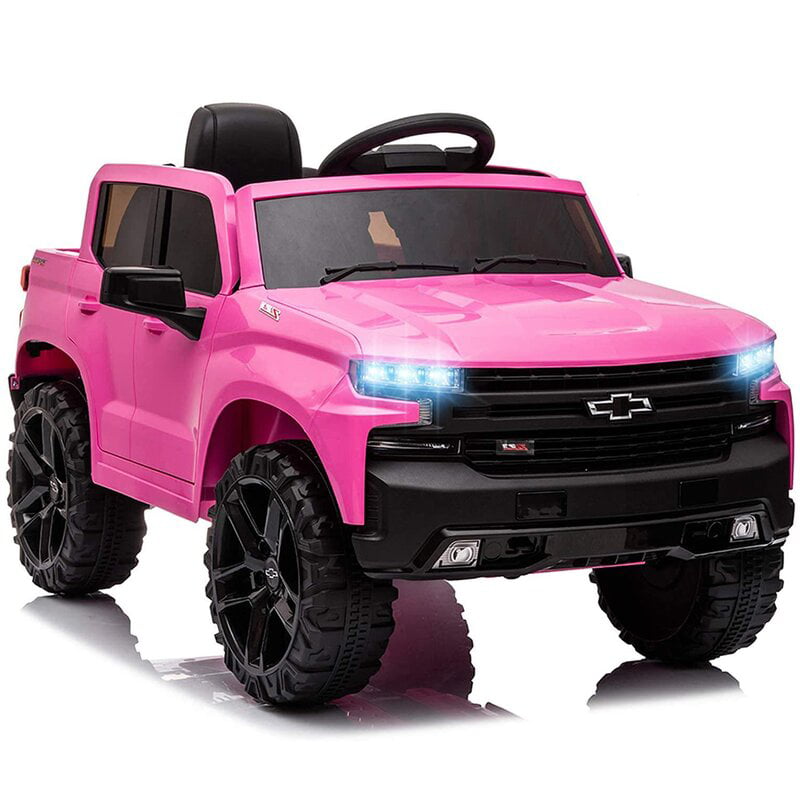 Kids Ride on Toy with Remote Control, Electric Car for Boys Girls Gifts, 12V Battery Powered Chevrolet Ride on Car with MP3 Player, USB, LED Lights, Horn, Spring Suspension, Pink, X443