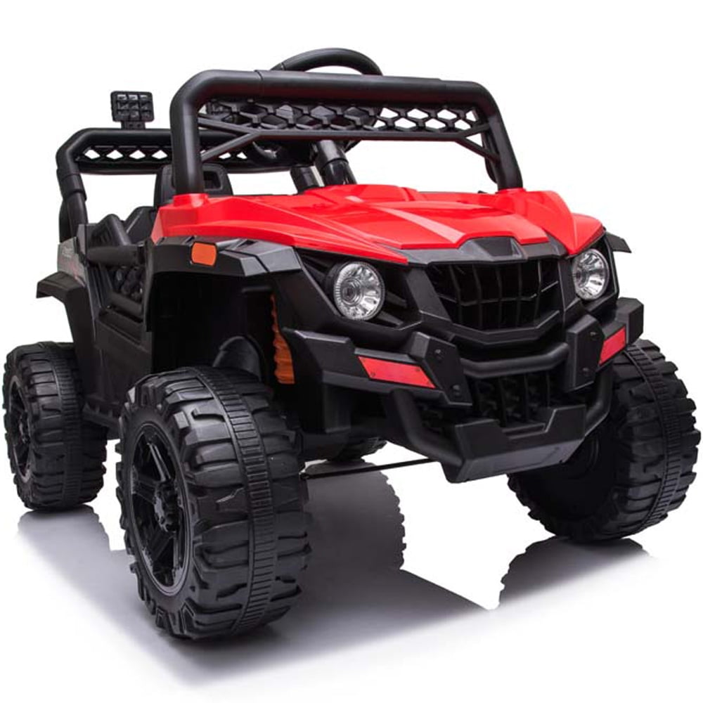 12V Electric Toy Car for Kids, Sesslife Off-Road UTV Ride on Cars with Remote Control, MP3 Player, Horn, LED Lights, 3 Speeds, Spring Suspension, Powered Ride on Toys for 3-4 Yrs.Old Boy Girl, Red