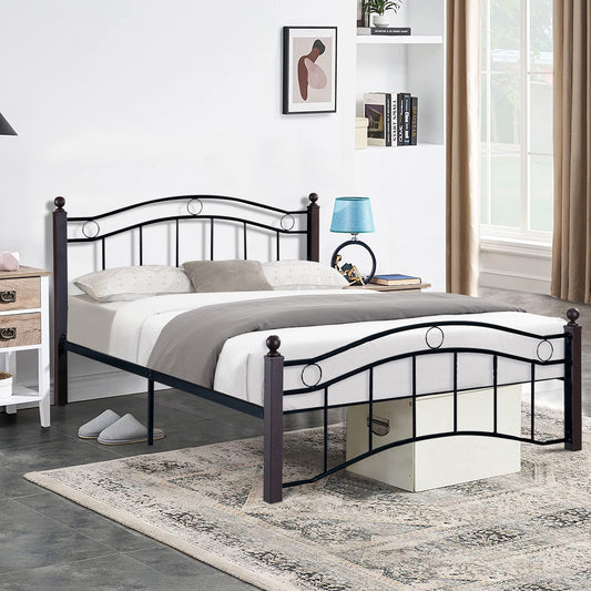 Full Bed Frames, SESSLIFE Metal Platform Bed Frame No Box Spring Needed, Full Size Bed Frames with Headboard and Footboard, Simple Bed Frame for Kids Teens Adults Bedroom, 600 LBS, Black, X2539