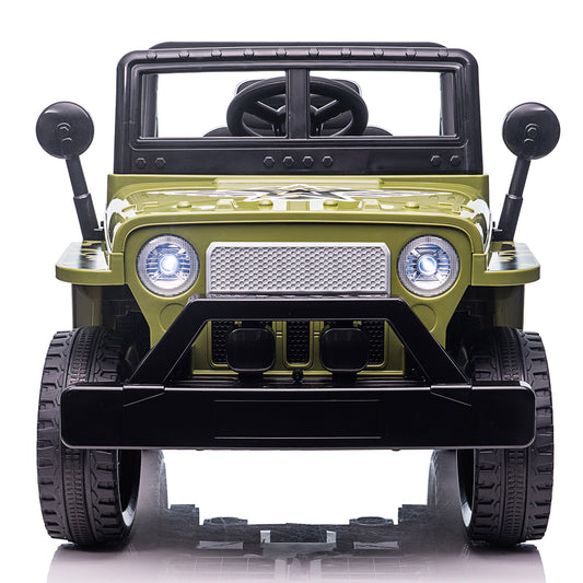 SESSLIFE Ride on Cars for Kids 3-4, Battery-Powered Ride onfor Girls Boys Birthday Gift, 12V Ride on Toy w/Lights, Horn, Safety Belt, High Doors, Off-Road Kids Electric Car Truck, Green, X1682