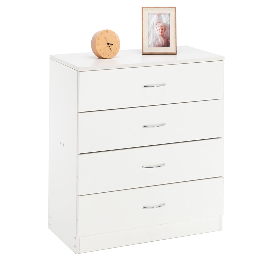 White Nightstand for Bedroom, SESSLIFE Modern 4-Drawer Bedside Table with Storage, Wood Side End Table for Living Room, X259