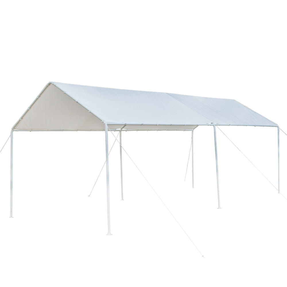 10ft x 20ft Carport Canopy for Car Boat, Sesslife Car Tent with Heavy Duty Steel Frame, White PE Fabric Garage Cover, Outdoor Garden Backyard Canopy, Waterproof and Sunproof