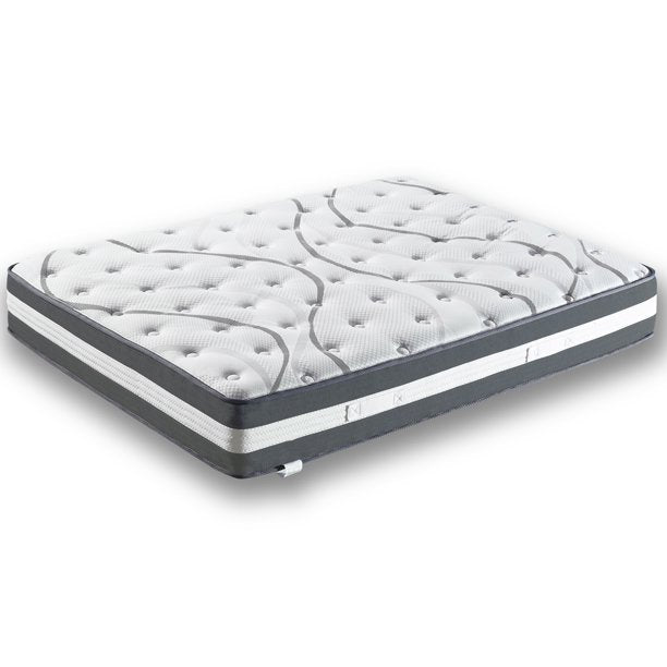 12" Spring Hybrid Mattress, SESSLIFE Foam Mattress Medium Feels & Pressure Relief, Pocket Spring Mattress-in-a-Box, Modern Bedroom Furniture, White, X2810