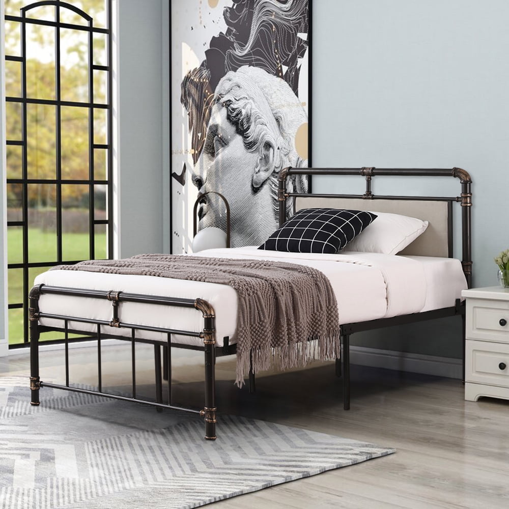 Twin Beds for Boys Girls, SESSLIFE Iron Platform Bed with Headboard and Footboard, Twin Size Bed Frame No Box Spring Needed, Bedroom Mattress Foundations, Easy Assembly, Black, X2729