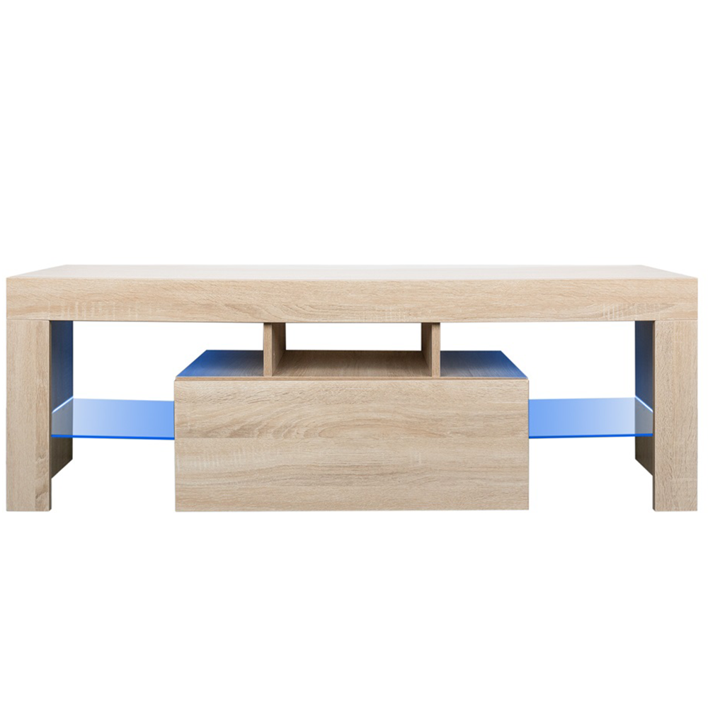 SESSLIFE LED TV Stand for UP 43 Inch TVs, Wooden Entertainment Center Combination TV Cabinet with 2 Storage Drawers, TV Console Stand Bookcase for Living Room Office