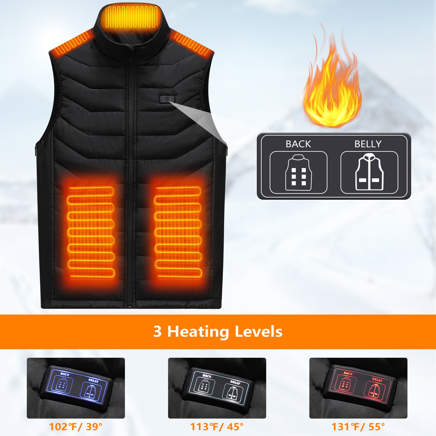 Electric Heated Vest for Men Women, Smart Rechargeable Heating Vest with 11 Heating Zones and 3 Heating Levels, Thermal Vest for Riding/Hunting/Hiking