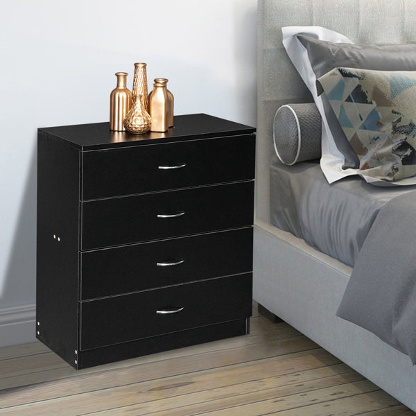 Sesslife New Upgrade Nightstand, Modern White Nightstand with 4 Drawers, Wood Bedside Table Night Stand for Bedroom