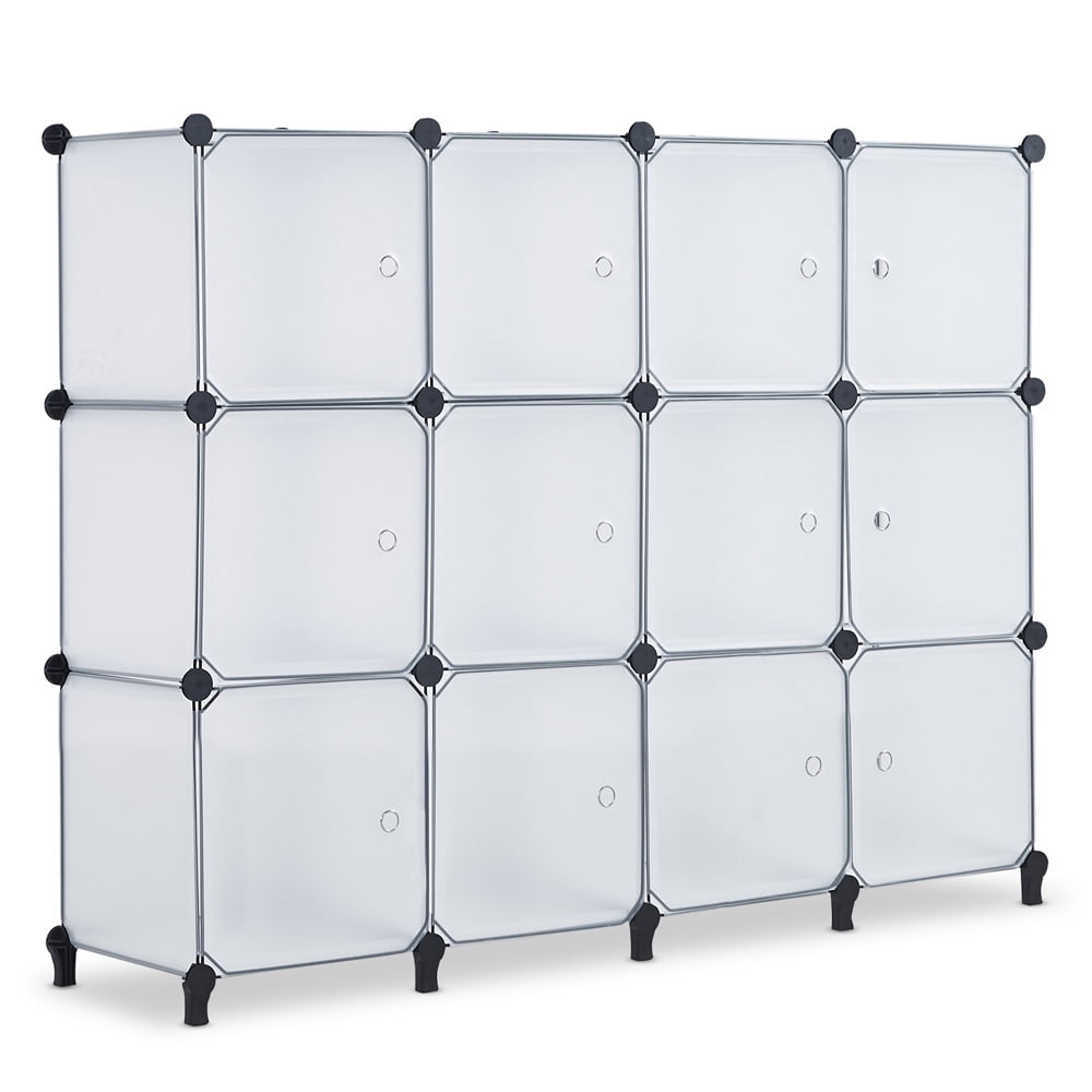 Large Cube Storage Organizer, Sesslife 12 Cubes Organizer Shelves with Door, DIY Plastic Closet Organizers and Storage Shelves for Bedroom Living Room, 48.8"L x 36.6"W x 12.2"H, X2961